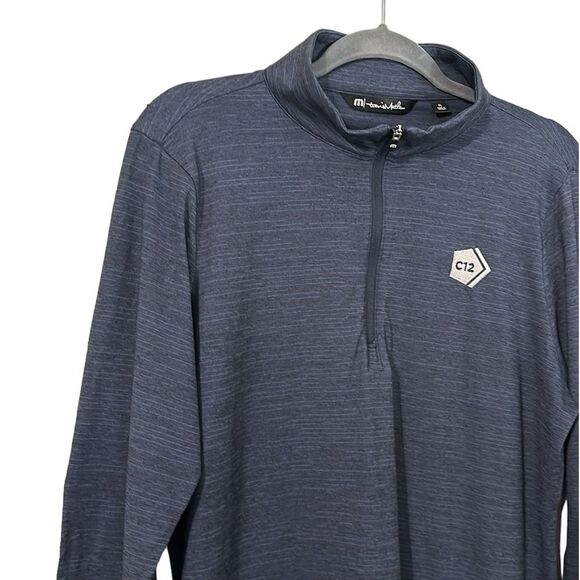 Travis Mathew Navy Heather Crestview 1/4 Zip Logo Size XL - Picture 3 of 10
